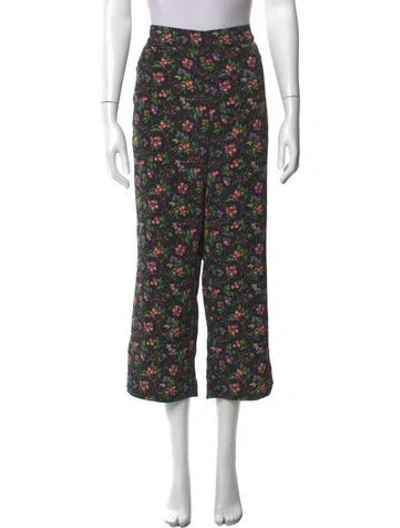 Pre-owned Hill House Home Floral Print Wide Leg Pants In Grey