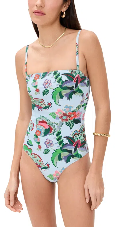 Hill House Home Giana One Piece Light Blue Jungle Floral In Multi