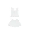 Hill House Home Girls' The Tiny Paz Nap Set - Little Kid, Big Kid In White Linear Swiss Dot