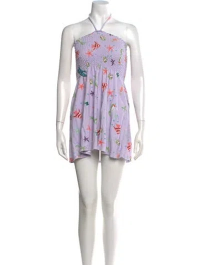 Pre-owned Hill House Home Graphic Print Mini Dress In Purple