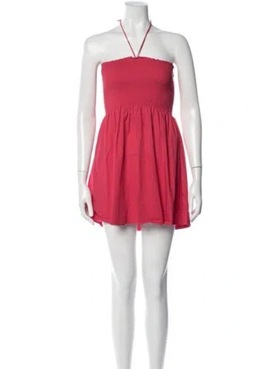 Pre-owned Hill House Home Halterneck Mini Dress In Pink