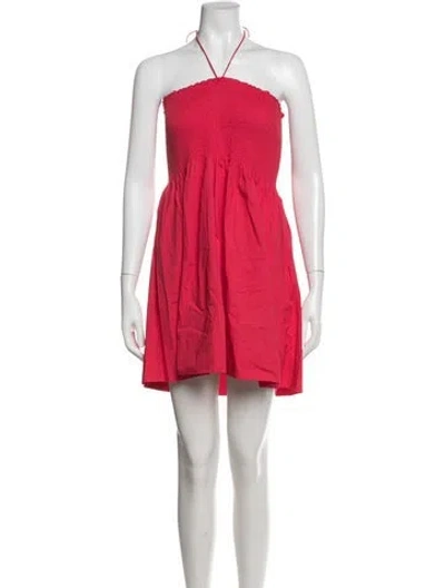Pre-owned Hill House Home Halterneck Mini Dress In Red