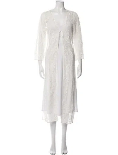 Pre-owned Hill House Home Lace Pattern Coat In White