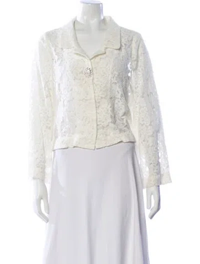 Pre-owned Hill House Home Lace Pattern Evening Jacket In White