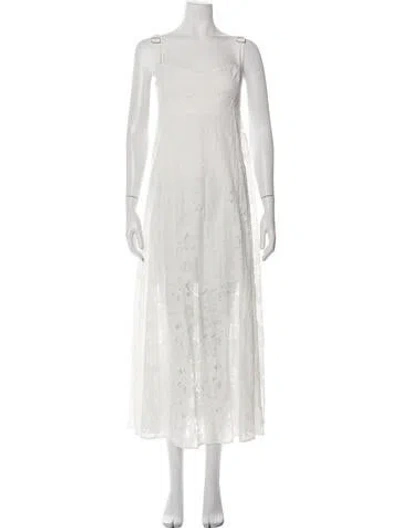 Pre-owned Hill House Home Lace Pattern Long Dress In White