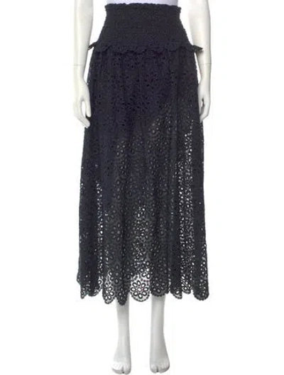 Pre-owned Hill House Home Lace Pattern Midi Length Skirt In Blue