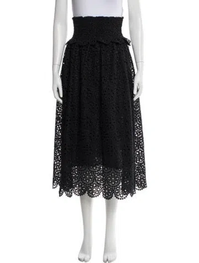 Pre-owned Hill House Home Lace Pattern Midi Length Skirt In Blue