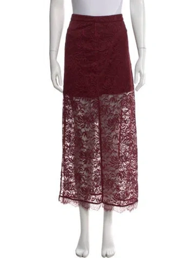 Pre-owned Hill House Home Lace Pattern Midi Length Skirt In Burgundy