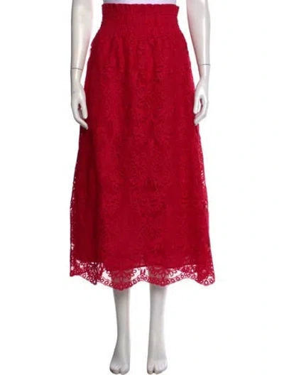 Pre-owned Hill House Home Lace Pattern Midi Length Skirt W/ Tags In Red