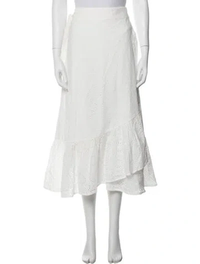 Pre-owned Hill House Home Lace Pattern Midi Length Skirt In White
