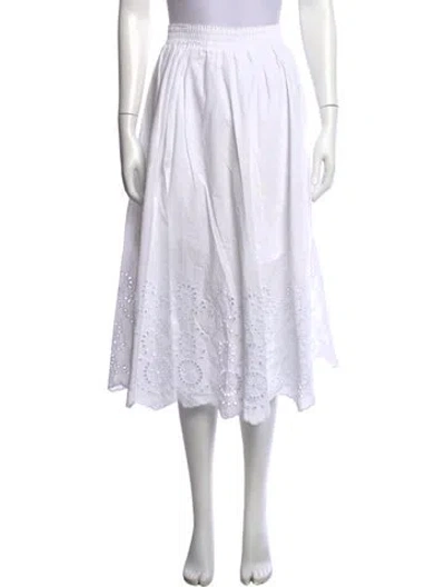 Pre-owned Hill House Home Lace Pattern Midi Length Skirt In White