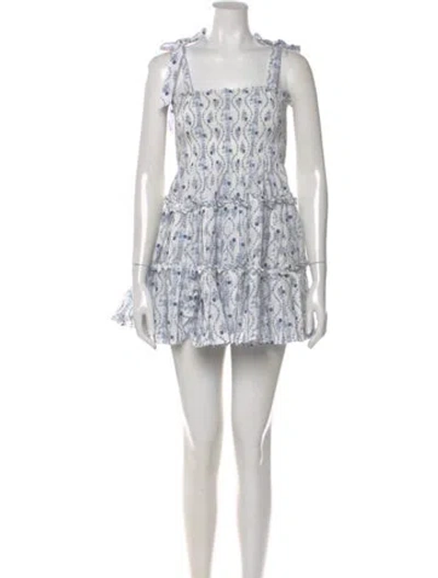 Pre-owned Hill House Home Lace Pattern Mini Dress In Blue