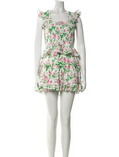 Pre-owned Hill House Home Linen Floral Print Skirt Set In Multi