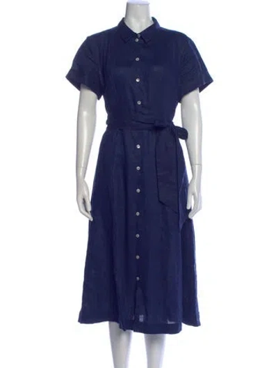 Pre-owned Hill House Home Linen Long Dress In Blue