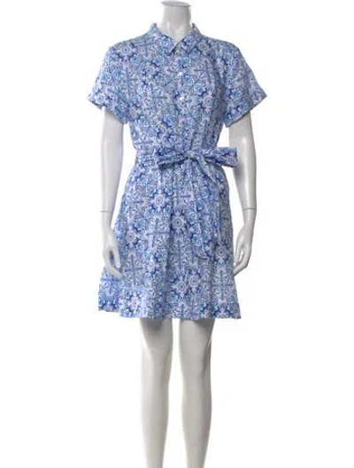 Pre-owned Hill House Home Linen Mini Dress In Blue