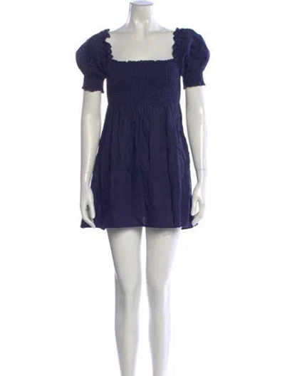 Pre-owned Hill House Home Linen Mini Dress In Blue