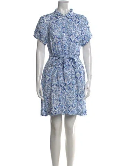 Pre-owned Hill House Home Linen Mini Dress In Blue