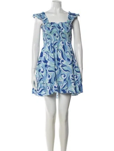 Pre-owned Hill House Home Linen Mini Dress In Blue