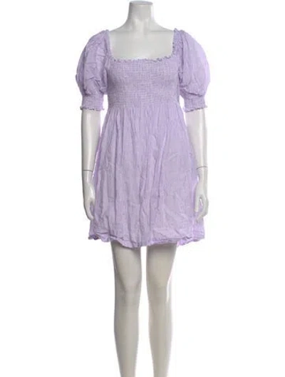 Pre-owned Hill House Home Linen Mini Dress In Purple