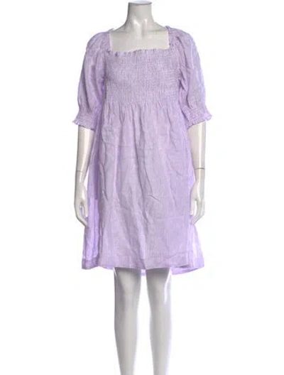 Pre-owned Hill House Home Linen Mini Dress In Purple
