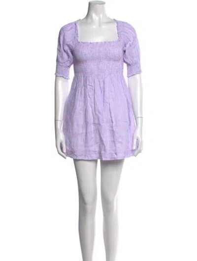 Pre-owned Hill House Home Linen Mini Dress In Purple