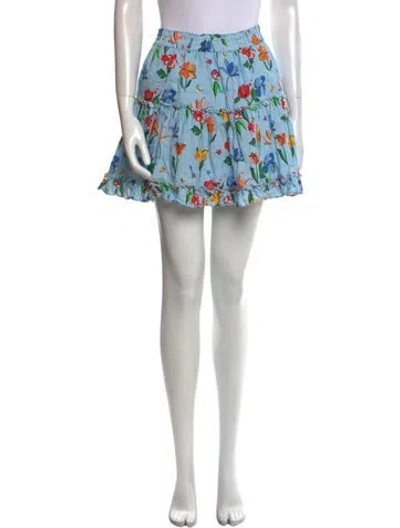 Pre-owned Hill House Home Linen Mini Skirt In Blue