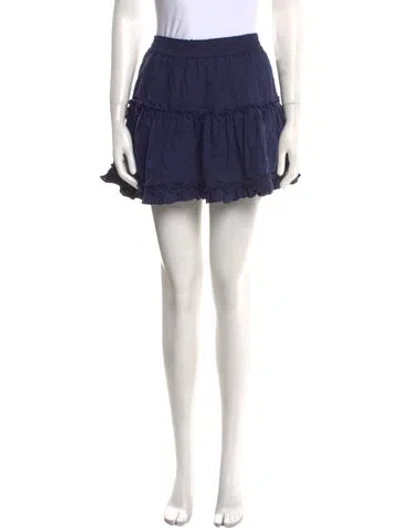 Pre-owned Hill House Home Linen Mini Skirt In Blue