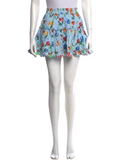 Pre-owned Hill House Home Linen Mini Skirt In Blue