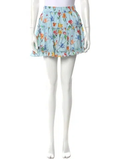 Pre-owned Hill House Home Linen Mini Skirt In Blue