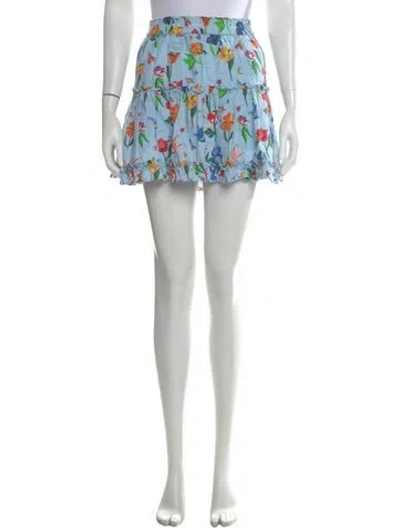Pre-owned Hill House Home Linen Mini Skirt In Blue