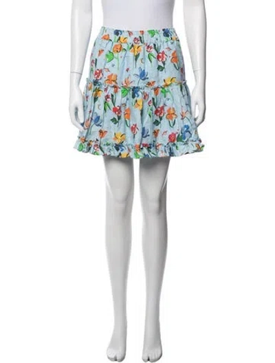Pre-owned Hill House Home Linen Mini Skirt In Blue
