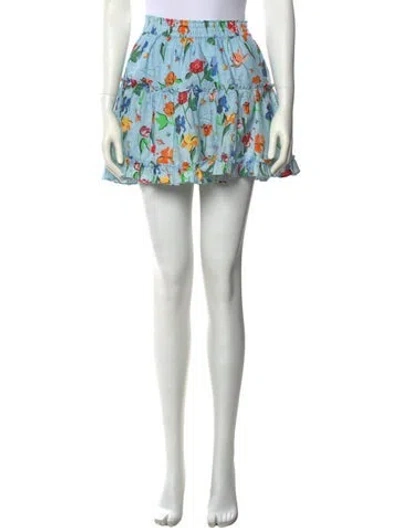 Pre-owned Hill House Home Linen Mini Skirt In Blue