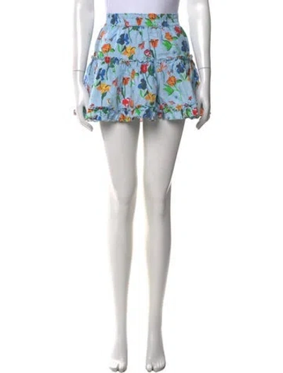 Pre-owned Hill House Home Linen Mini Skirt In Blue