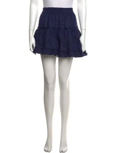 Pre-owned Hill House Home Linen Mini Skirt In Blue