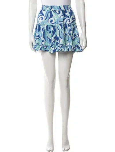 Pre-owned Hill House Home Linen Mini Skirt In Blue