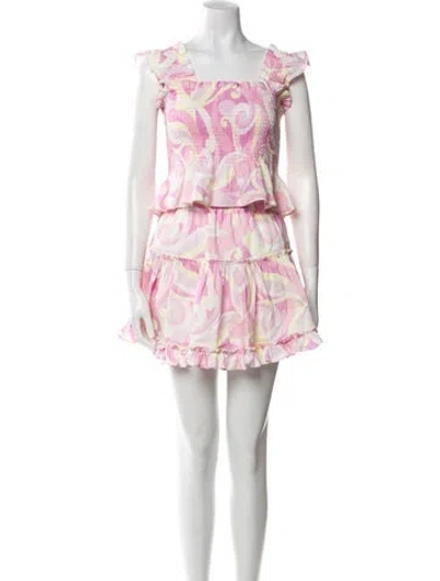 Pre-owned Hill House Home Linen Printed Skirt Set In Pink