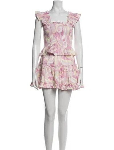 Pre-owned Hill House Home Linen Printed Skirt Set In Pink