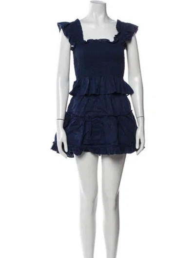 Pre-owned Hill House Home Linen Ruffle Embellishment Skirt Set In Blue
