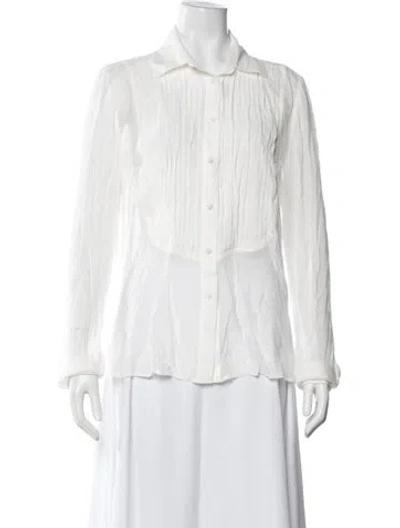 Pre-owned Hill House Home Long Sleeve Blouse In White