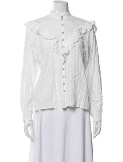 Pre-owned Hill House Home Long Sleeve Blouse In White
