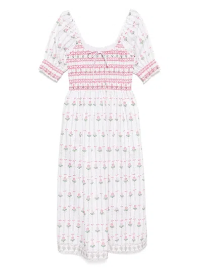 Hill House Home The Madeline Nap Dress In Trailing Fern/white Multi