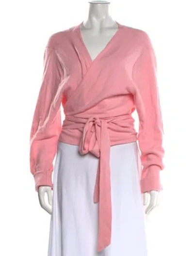 Pre-owned Hill House Home Merino Wool V-neck Sweater In Neutrals/pink