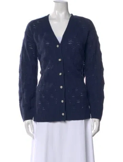 Pre-owned Hill House Home Merino Wool V-neck Sweater W/ Tags In Blue
