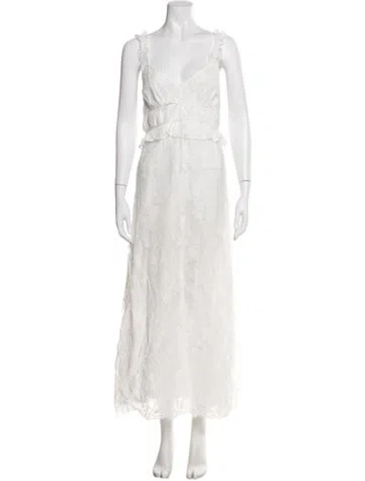 Pre-owned Hill House Home Nylon Lace Trim Embellishment Nightgown In White