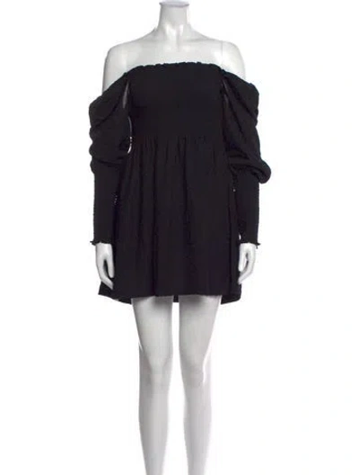 Pre-owned Hill House Home Off-the-shoulder Mini Dress W/ Tags In Black