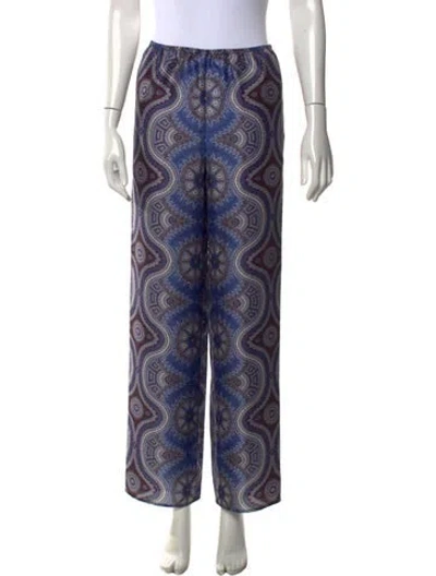 Pre-owned Hill House Home Paisley Print Wide Leg Pants W/ Tags In Blue