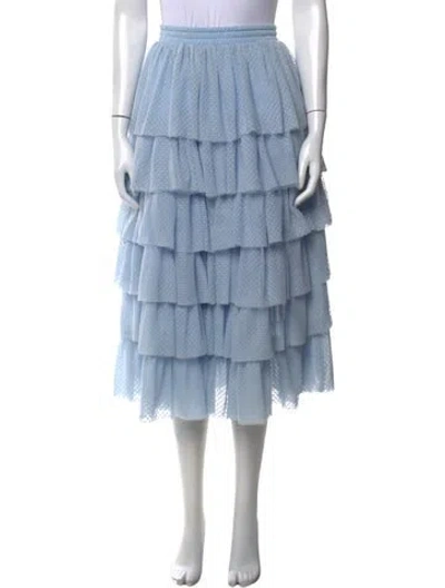 Pre-owned Hill House Home Patterned Midi Length Skirt In Blue