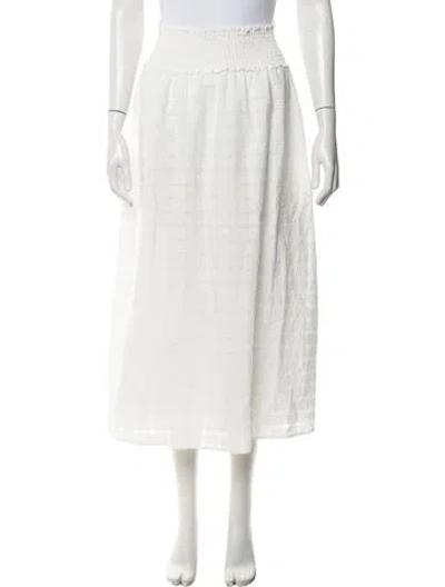 Pre-owned Hill House Home Patterned Midi Length Skirt In White