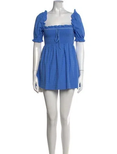 Pre-owned Hill House Home Patterned Mini Dress In Blue/metallic