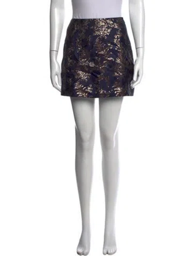 Pre-owned Hill House Home Patterned Mini Skirt In Black/metallic